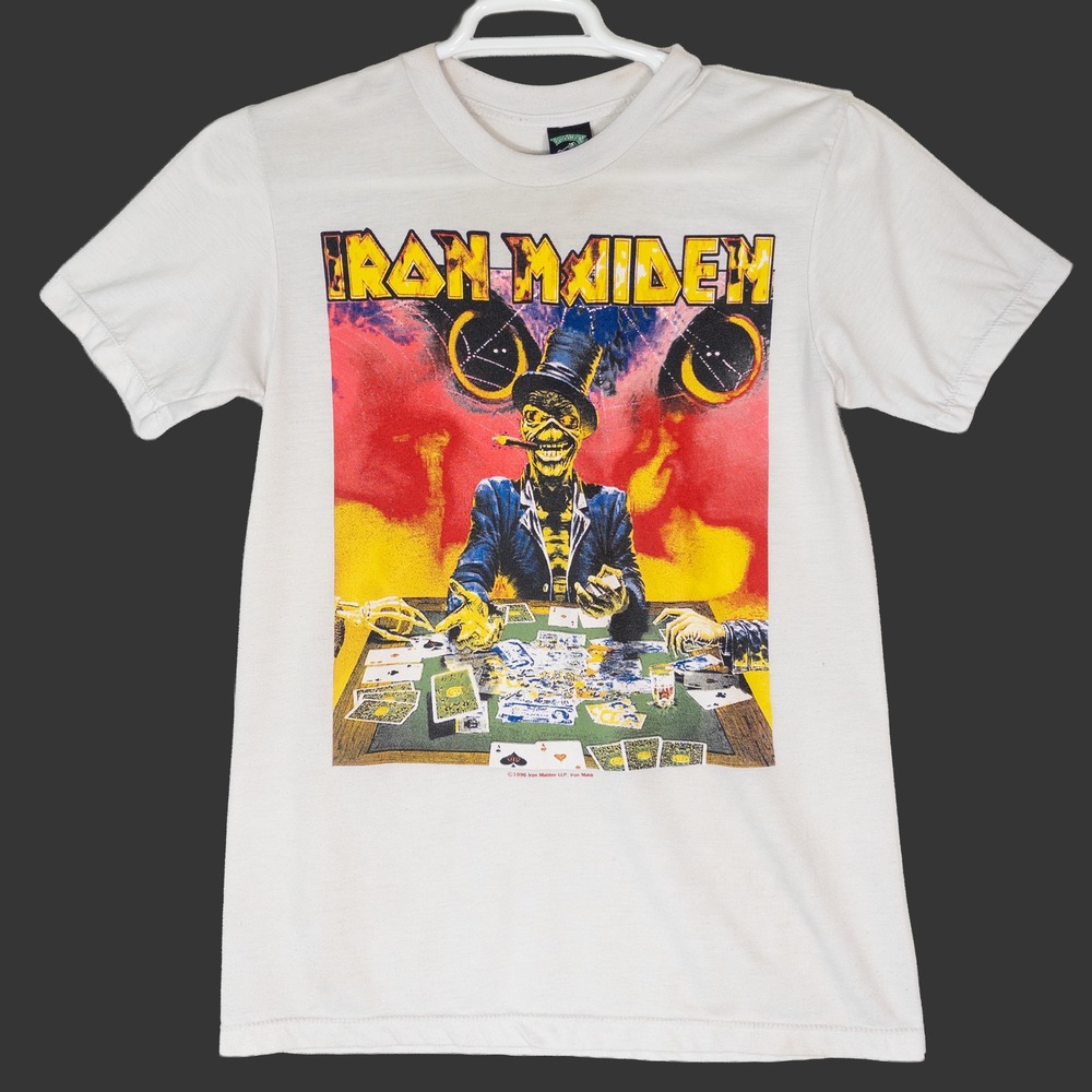 VTG 1996 Iron Maiden RARE White T-shirt Virtual XI World Tour Band Tee Mens M